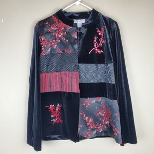 Dressbarn Red & Black Floral Cardigan - Size 1X